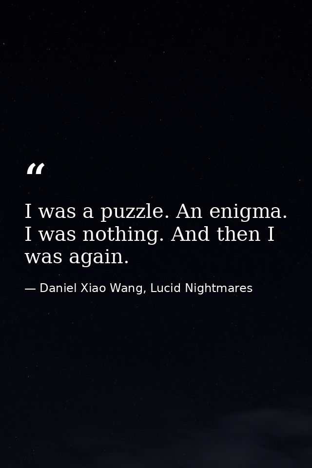 I was a puzzle. An enigma. I was nothing. And then I was again. — Daniel Xiao Wang, Lucid Nightmares