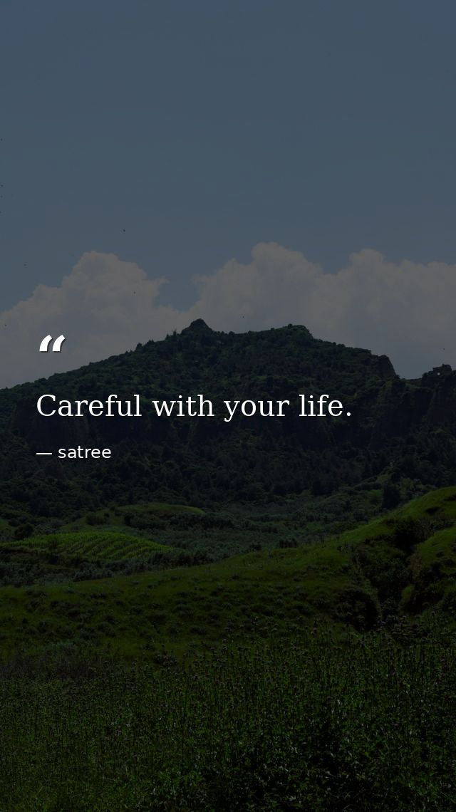 Careful with your life. — satree