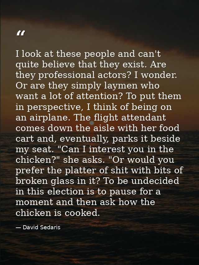 I look at these people and can't quite believe that they exist. Are they professional actors? I wonder. Or are they simp — David Sedaris