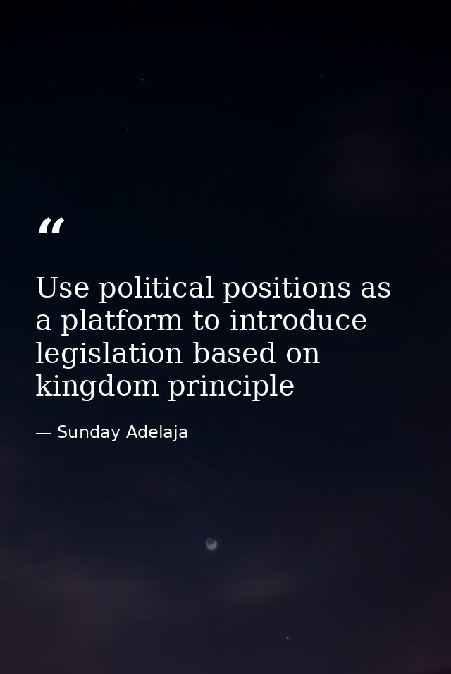 Use political positions as a platform to introduce legislation based on kingdom principle — Sunday Adelaja