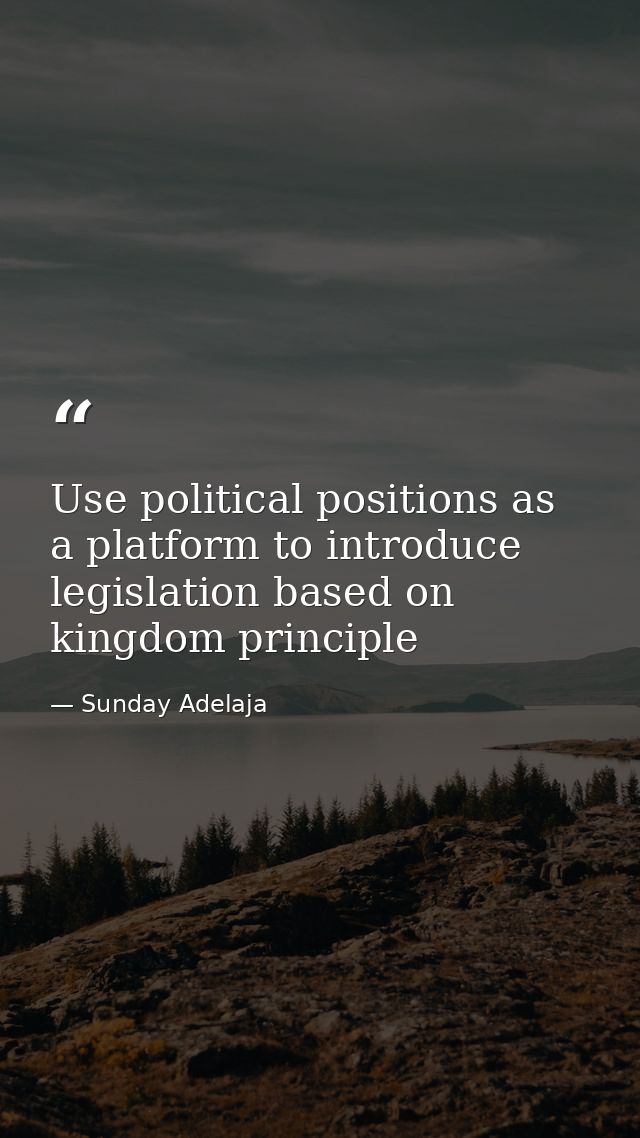 Use political positions as a platform to introduce legislation based on kingdom principle — Sunday Adelaja