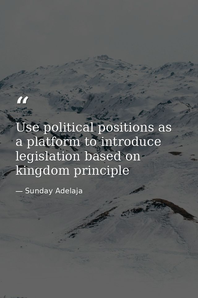 Use political positions as a platform to introduce legislation based on kingdom principle — Sunday Adelaja