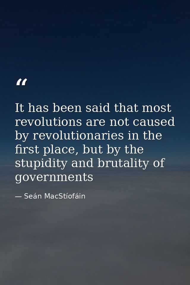 It has been said that most revolutions are not caused by revolutionaries in the first place, but by the stupidity and br — Seán MacStíofáin