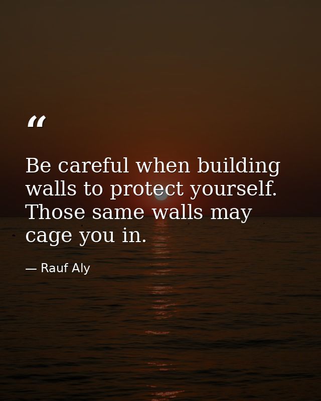 Be careful when building walls to protect yourself. Those same walls may cage you in. — Rauf Aly