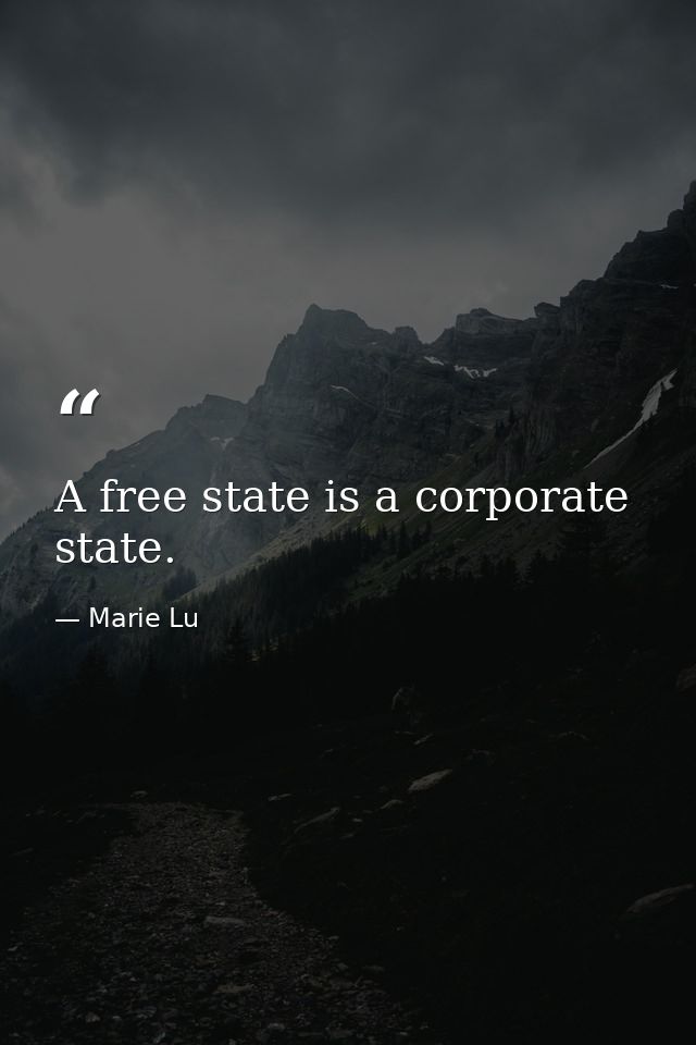 A free state is a corporate state. — Marie Lu