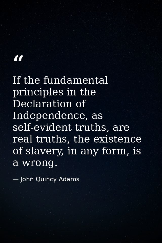 If the fundamental principles in the Declaration of Independence, as self-evident truths, are real truths, the existence — John Quincy Adams