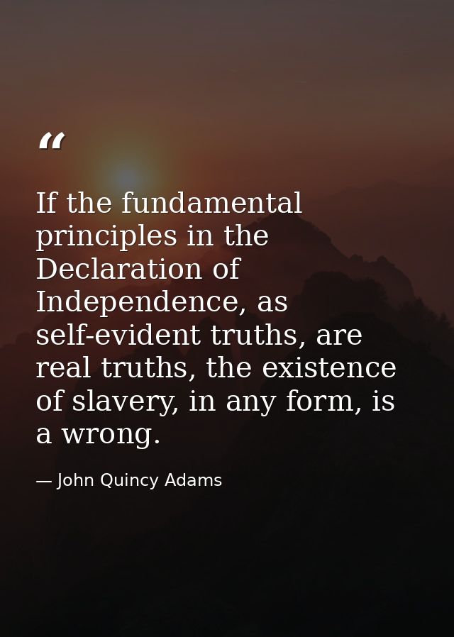 If the fundamental principles in the Declaration of Independence, as self-evident truths, are real truths, the existence — John Quincy Adams