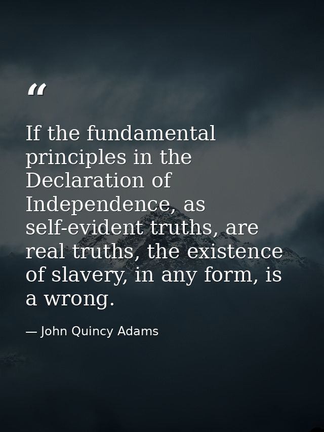 If the fundamental principles in the Declaration of Independence, as self-evident truths, are real truths, the existence — John Quincy Adams