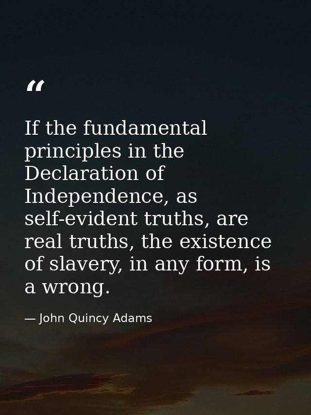If the fundamental principles in the Declaration of Independence, as self-evident truths, are real truths, the existence — John Quincy Adams
