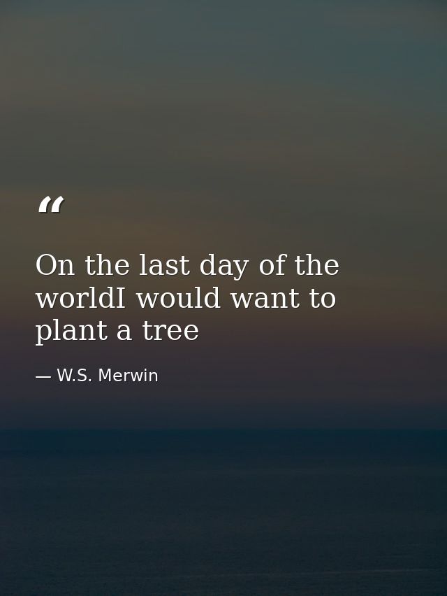 On the last day of the worldI would want to plant a tree — W.S. Merwin