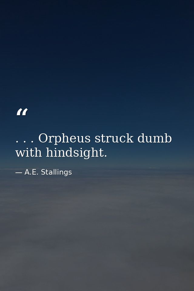 . . . Orpheus struck dumb with hindsight. — A.E. Stallings