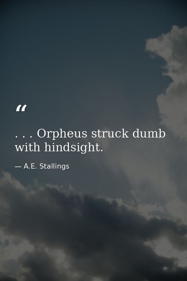 . . . Orpheus struck dumb with hindsight. — A.E. Stallings