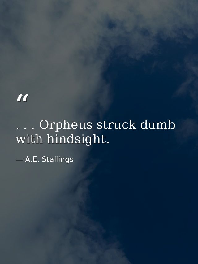 . . . Orpheus struck dumb with hindsight. — A.E. Stallings