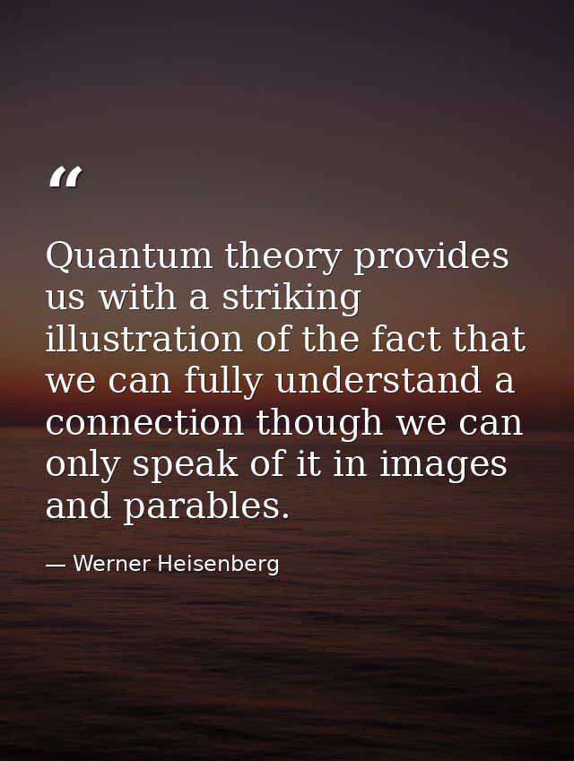 Quantum theory provides us with a striking illustration of the fact that we can fully understand a connection though we  — Werner Heisenberg
