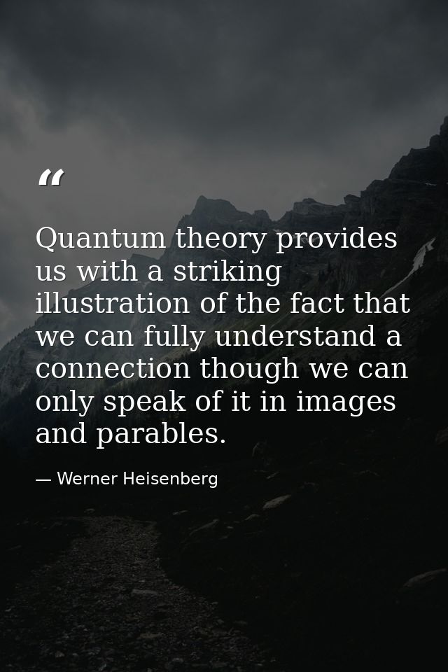 Quantum theory provides us with a striking illustration of the fact that we can fully understand a connection though we  — Werner Heisenberg