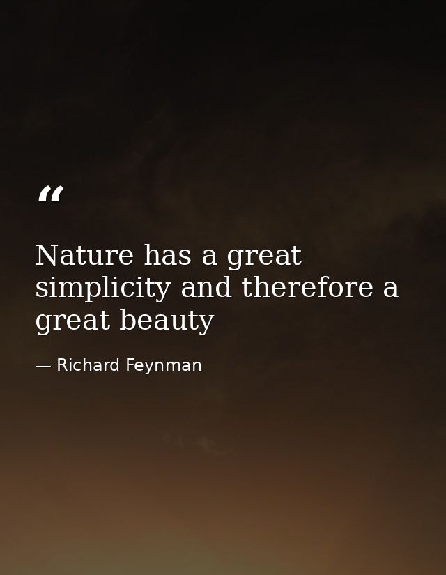 Nature has a great simplicity and therefore a great beauty — Richard Feynman