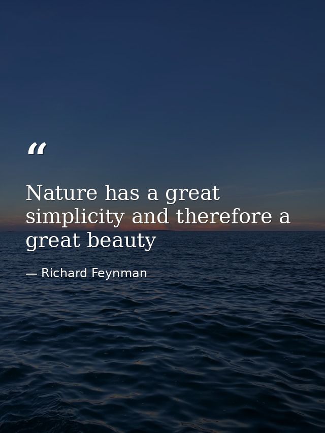 Nature has a great simplicity and therefore a great beauty — Richard Feynman