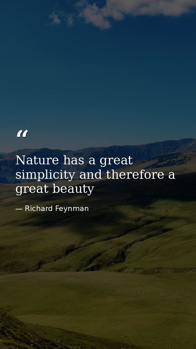 Nature has a great simplicity and therefore a great beauty — Richard Feynman