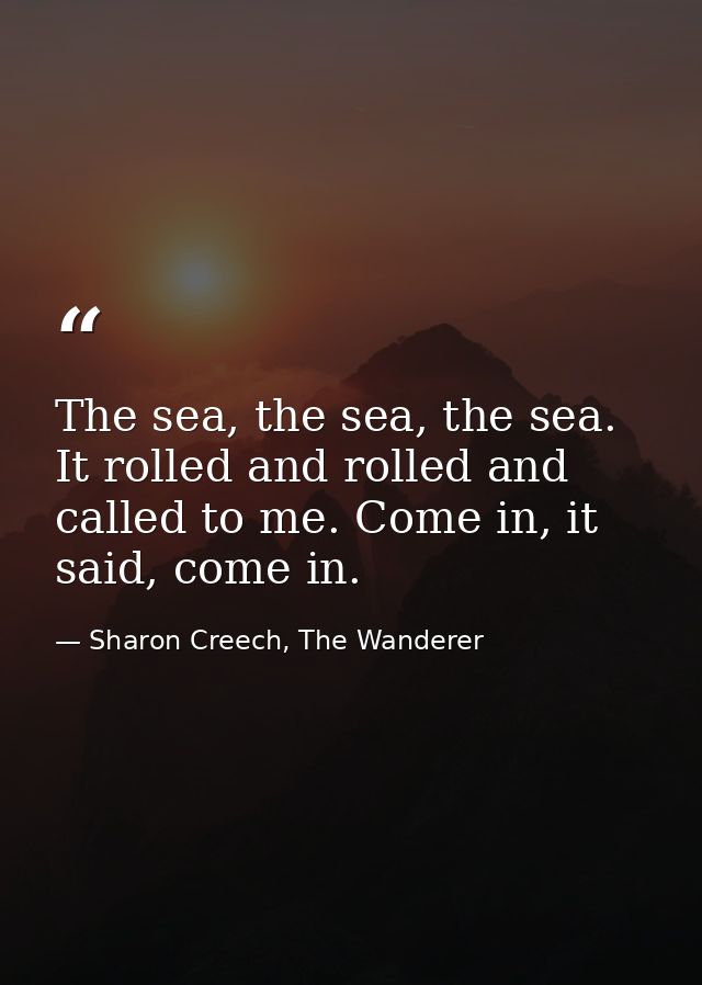 The sea, the sea, the sea. It rolled and rolled and called to me. Come in, it said, come in. — Sharon Creech, The Wanderer