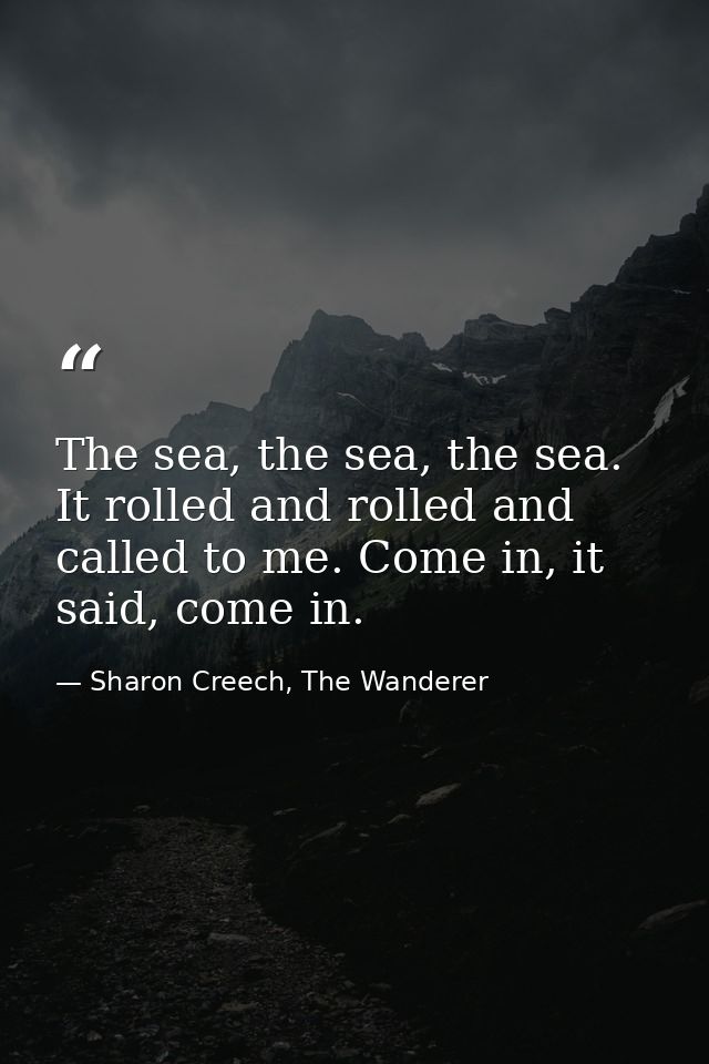 The sea, the sea, the sea. It rolled and rolled and called to me. Come in, it said, come in. — Sharon Creech, The Wanderer
