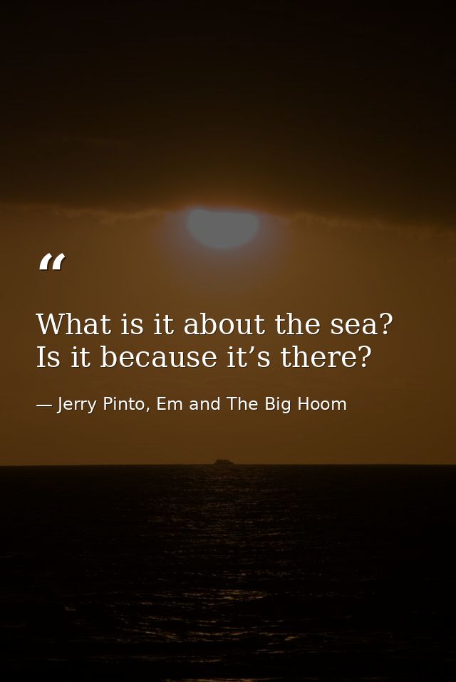 What is it about the sea? Is it because it’s there? — Jerry Pinto, Em and The Big Hoom
