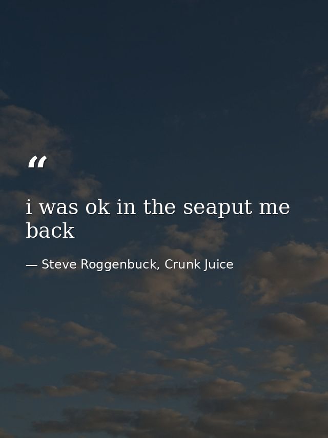 i was ok in the seaput me back — Steve Roggenbuck, Crunk Juice
