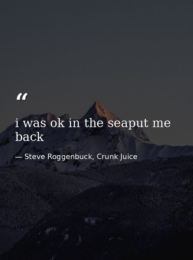 i was ok in the seaput me back — Steve Roggenbuck, Crunk Juice