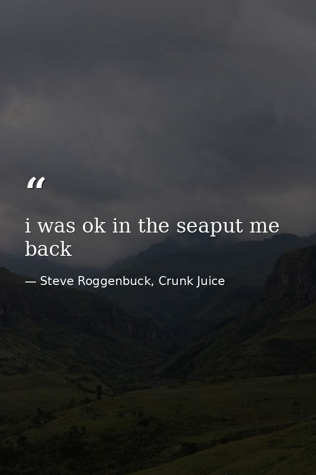 i was ok in the seaput me back — Steve Roggenbuck, Crunk Juice