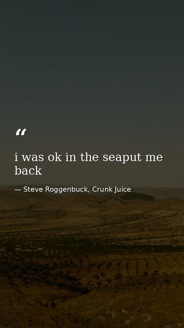 i was ok in the seaput me back — Steve Roggenbuck, Crunk Juice