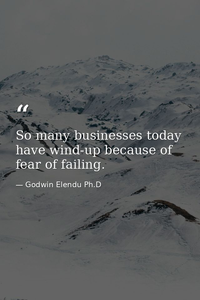 So many businesses today have wind-up because of fear of failing. — Godwin Elendu Ph.D