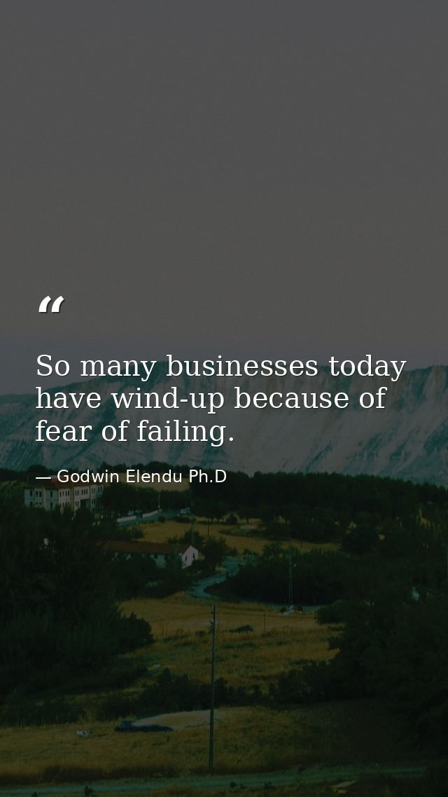 So many businesses today have wind-up because of fear of failing. — Godwin Elendu Ph.D