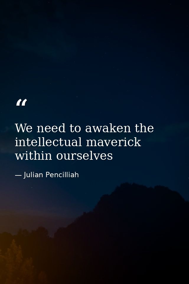 We need to awaken the intellectual maverick within ourselves — Julian Pencilliah