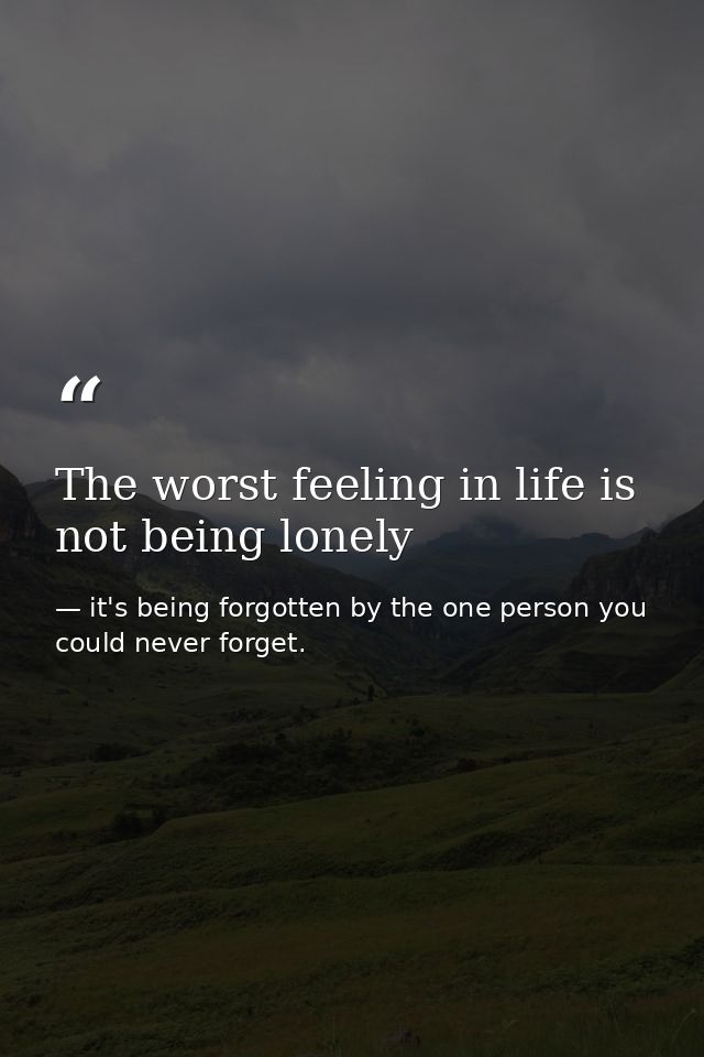 The worst feeling in life is not being lonely — it's being forgotten by the one person you could never forget.