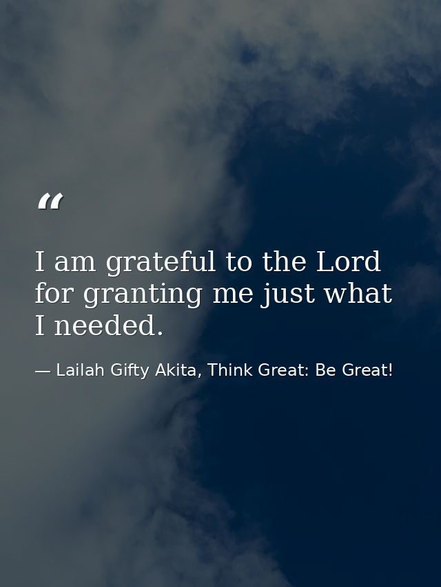 I am grateful to the Lord for granting me just what I needed. — Lailah Gifty Akita, Think Great: Be Great!