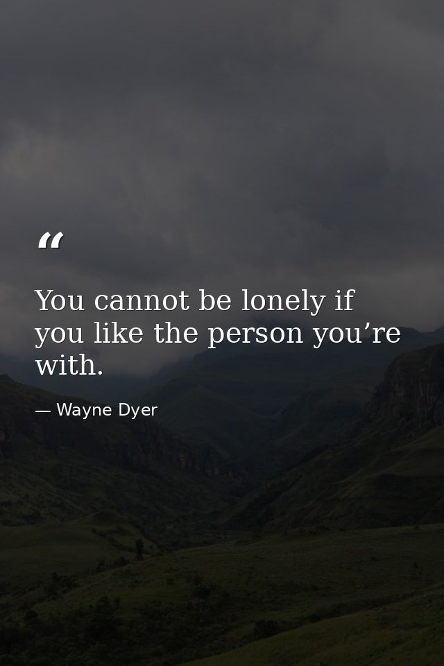 You cannot be lonely if you like the person you’re with. — Wayne Dyer