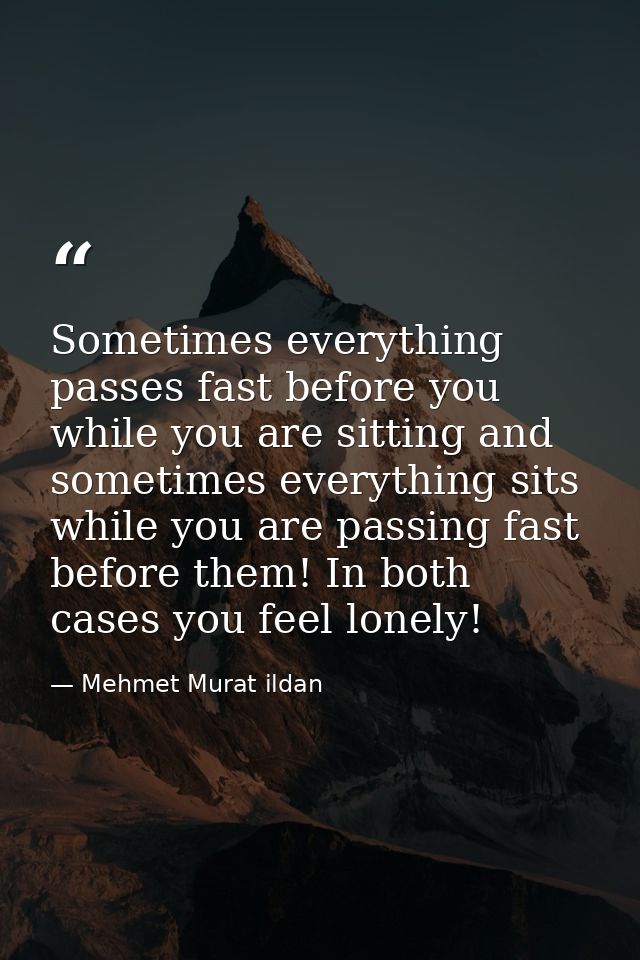Sometimes everything passes fast before you while you are sitting and sometimes everything sits while you are passing fa — Mehmet Murat ildan