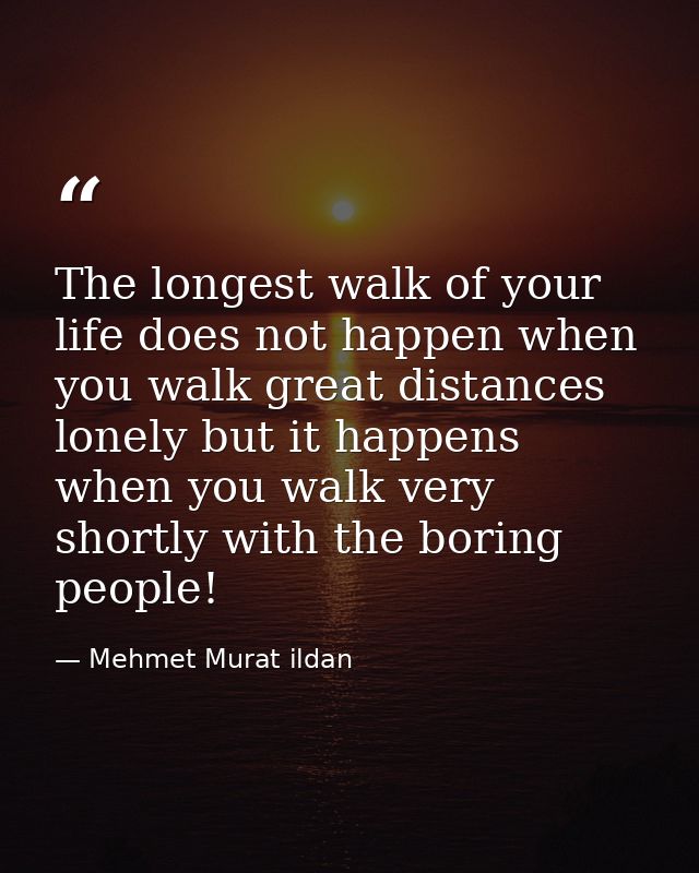 The longest walk of your life does not happen when you walk great distances lonely but it happens when you walk very sho — Mehmet Murat ildan