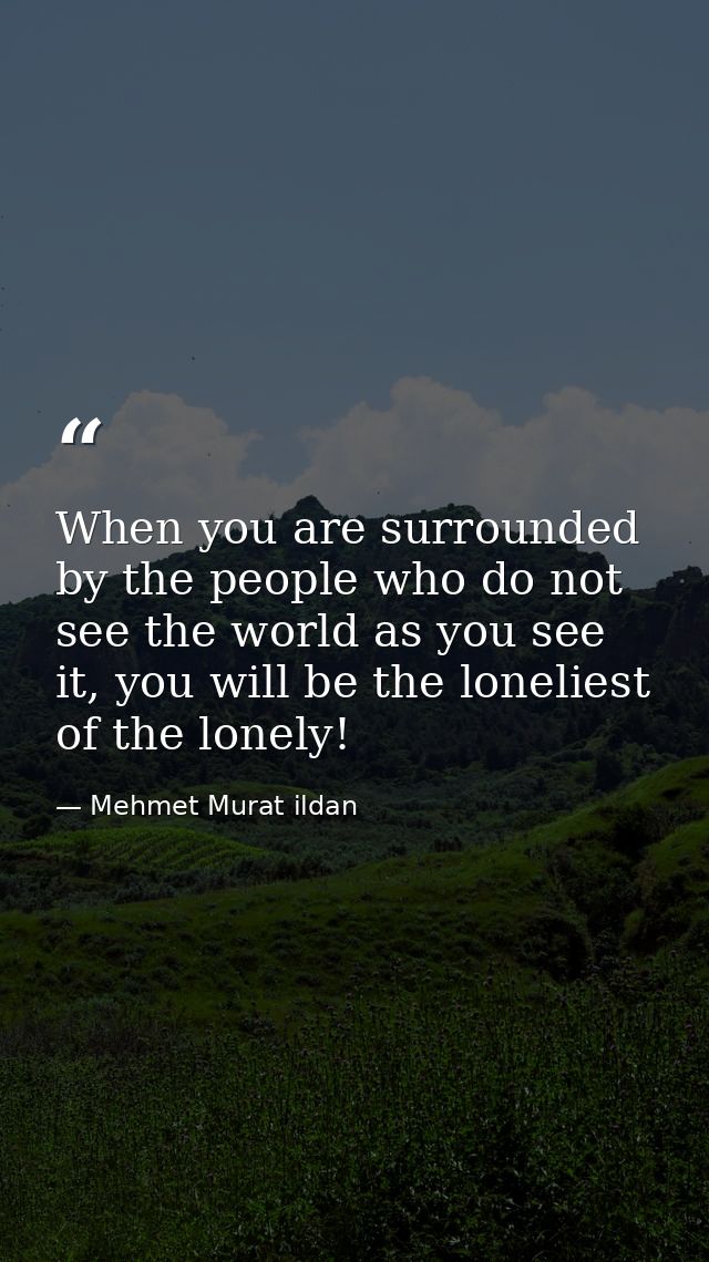 When you are surrounded by the people who do not see the world as you see it, you will be the loneliest of the lonely! — Mehmet Murat ildan