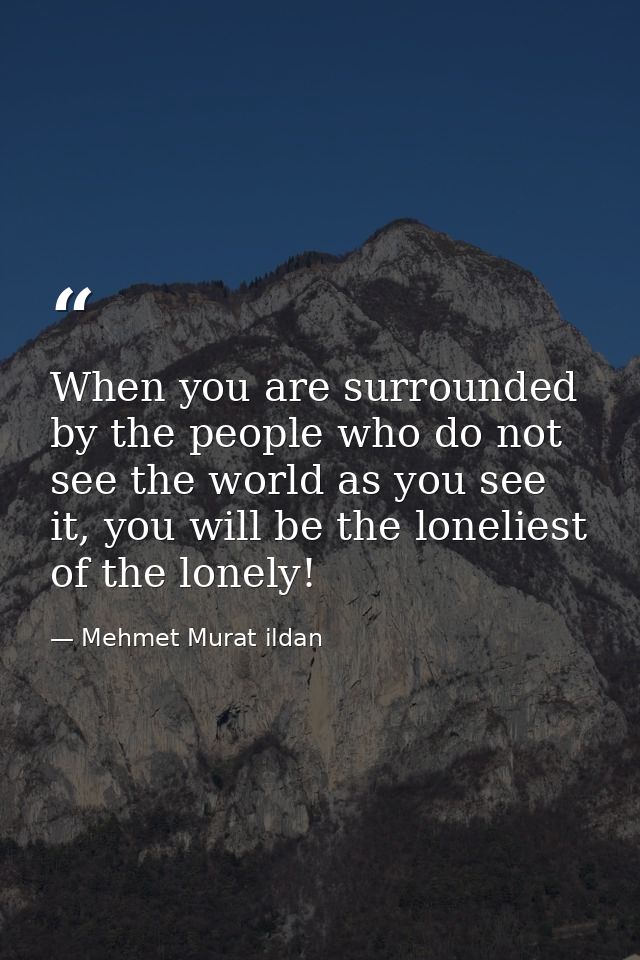 When you are surrounded by the people who do not see the world as you see it, you will be the loneliest of the lonely! — Mehmet Murat ildan