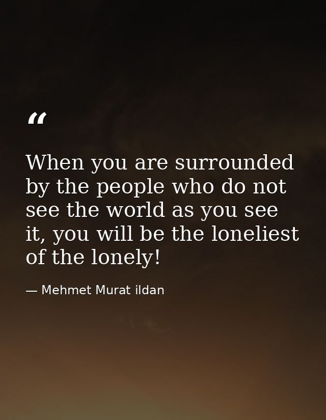 When you are surrounded by the people who do not see the world as you see it, you will be the loneliest of the lonely! — Mehmet Murat ildan