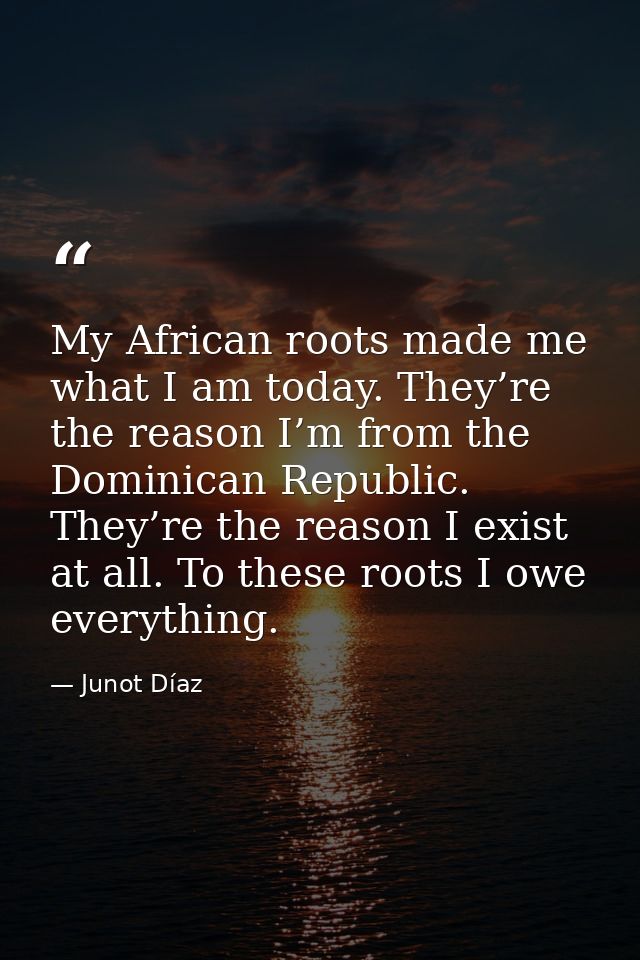 My African roots made me what I am today. They’re the reason I’m from the Dominican Republic. They’re the reason I exist — Junot Díaz