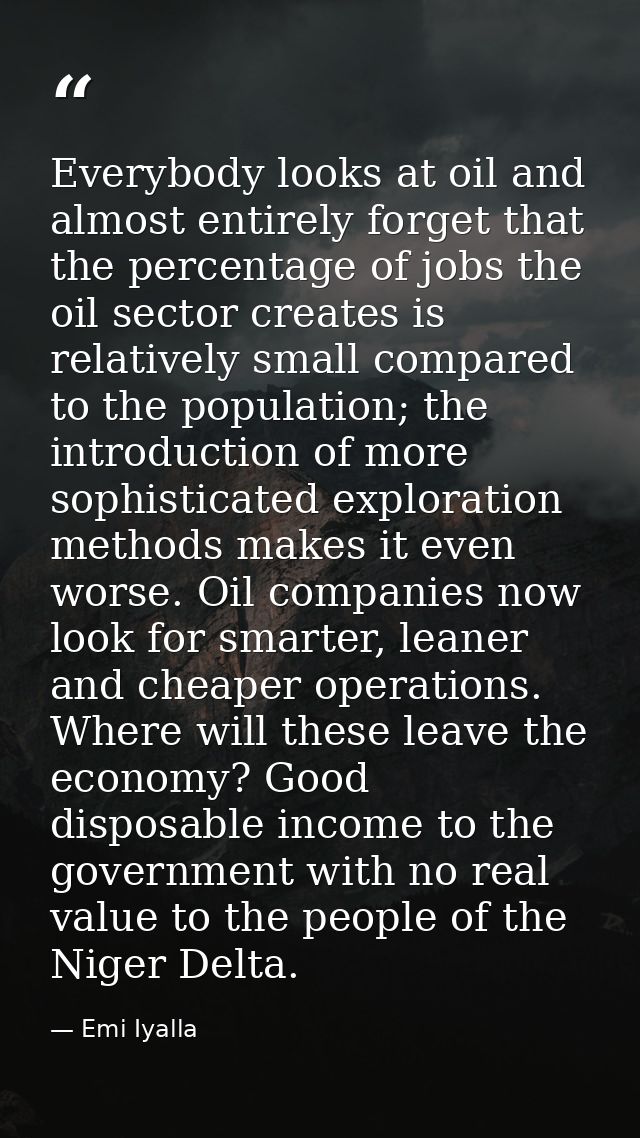 Everybody looks at oil and almost entirely forget that the percentage of jobs the oil sector creates is relatively small — Emi Iyalla