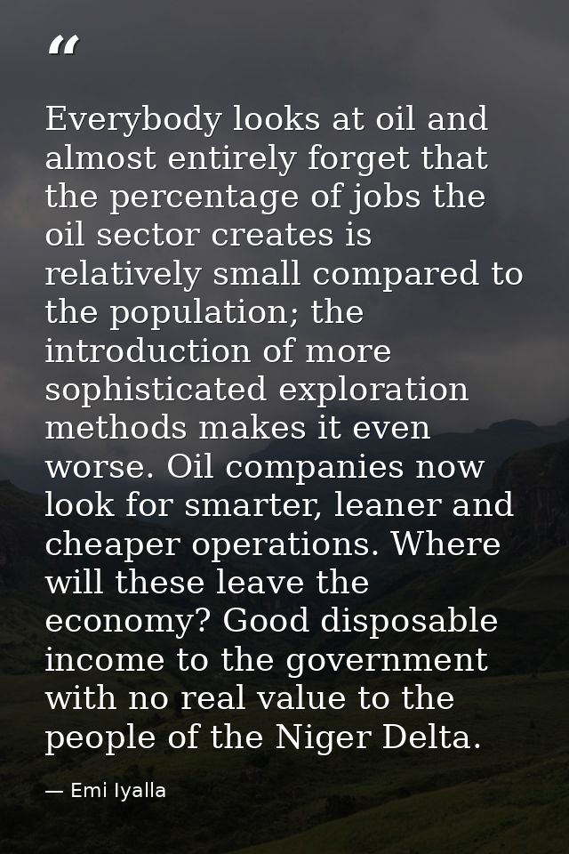 Everybody looks at oil and almost entirely forget that the percentage of jobs the oil sector creates is relatively small — Emi Iyalla
