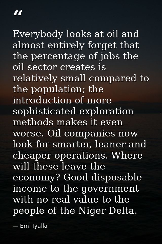 Everybody looks at oil and almost entirely forget that the percentage of jobs the oil sector creates is relatively small — Emi Iyalla