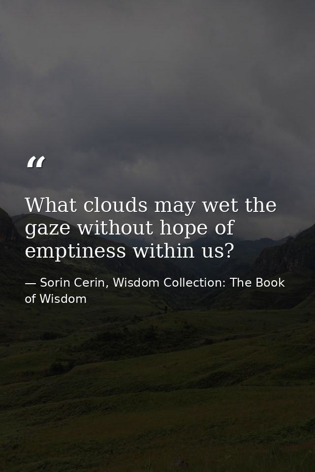 What clouds may wet the gaze without hope of emptiness within us? — Sorin Cerin, Wisdom Collection: The Book of Wisdom