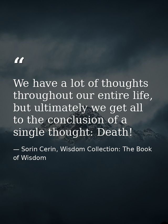 We have a lot of thoughts throughout our entire life, but ultimately we get all to the conclusion of a single thought: D — Sorin Cerin, Wisdom Collection: The Book of Wisdom
