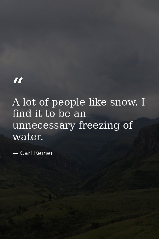 A lot of people like snow. I find it to be an unnecessary freezing of water. — Carl Reiner