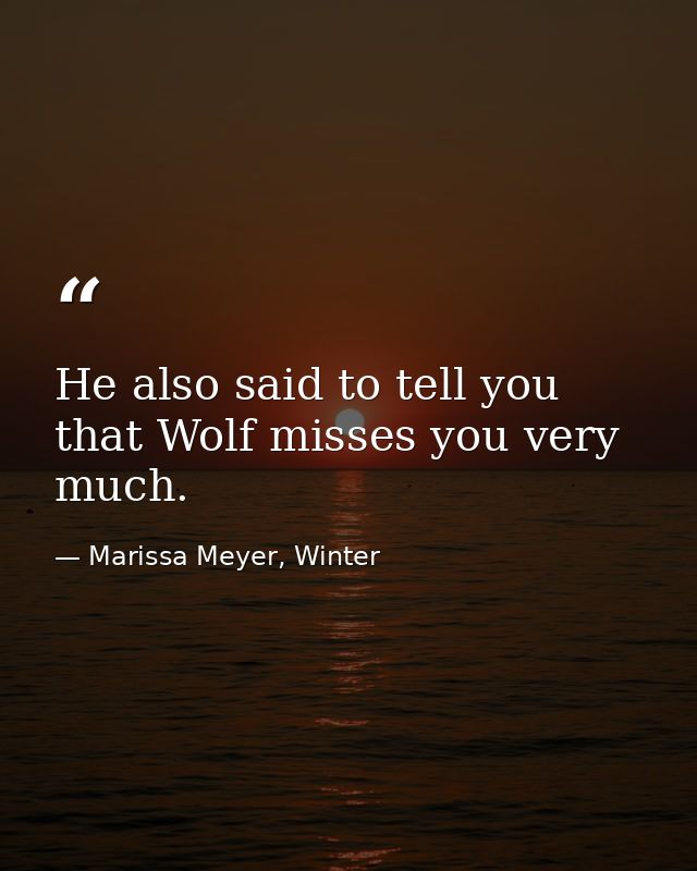 He also said to tell you that Wolf misses you very much. — Marissa Meyer, Winter