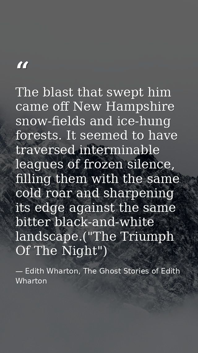The blast that swept him came off New Hampshire snow-fields and ice-hung forests. It seemed to have traversed interminab — Edith Wharton, The Ghost Stories of Edith Wharton