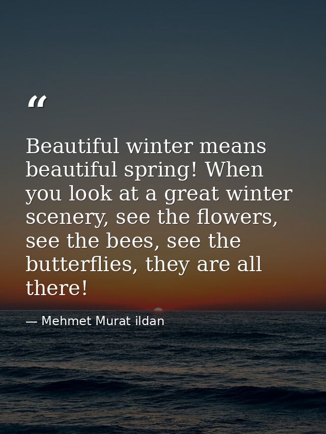 Beautiful winter means beautiful spring! When you look at a great winter scenery, see the flowers, see the bees, see the — Mehmet Murat ildan